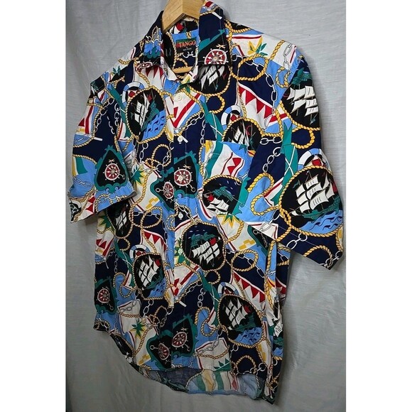 Tango By Max Raab Sailing/Boating Short Sleeve Button Shirt, Sz Med, USA Made - Picture 2 of 7